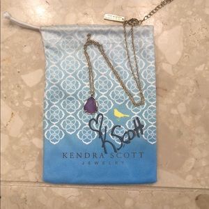 NWOT Kendra Scott Gold Long Chain Purple Pendant